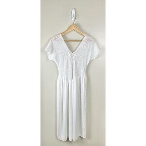 Lace Vintage Nightgown Dress White Sz Large Lace Embellished 90’s Made In USA